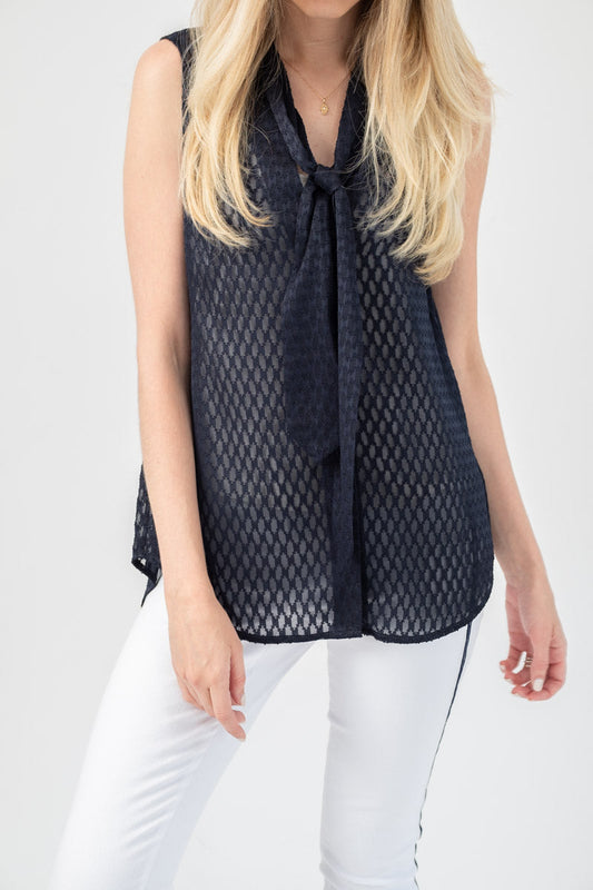 L'AGENCE Natalia Necktie Blouse in Midnight