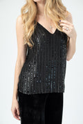 L'AGENCE Gabriella Sequin Camisole in Black