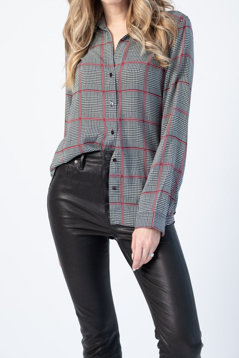 L'AGENCE Nina Long Sleeve Blouse in Autumn Pfeiffer Plaid