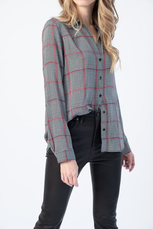 L'AGENCE Nina Long Sleeve Blouse in Autumn Pfeiffer Plaid