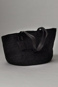 MANEBÍ Basket Bag in Natural Black Raffia
