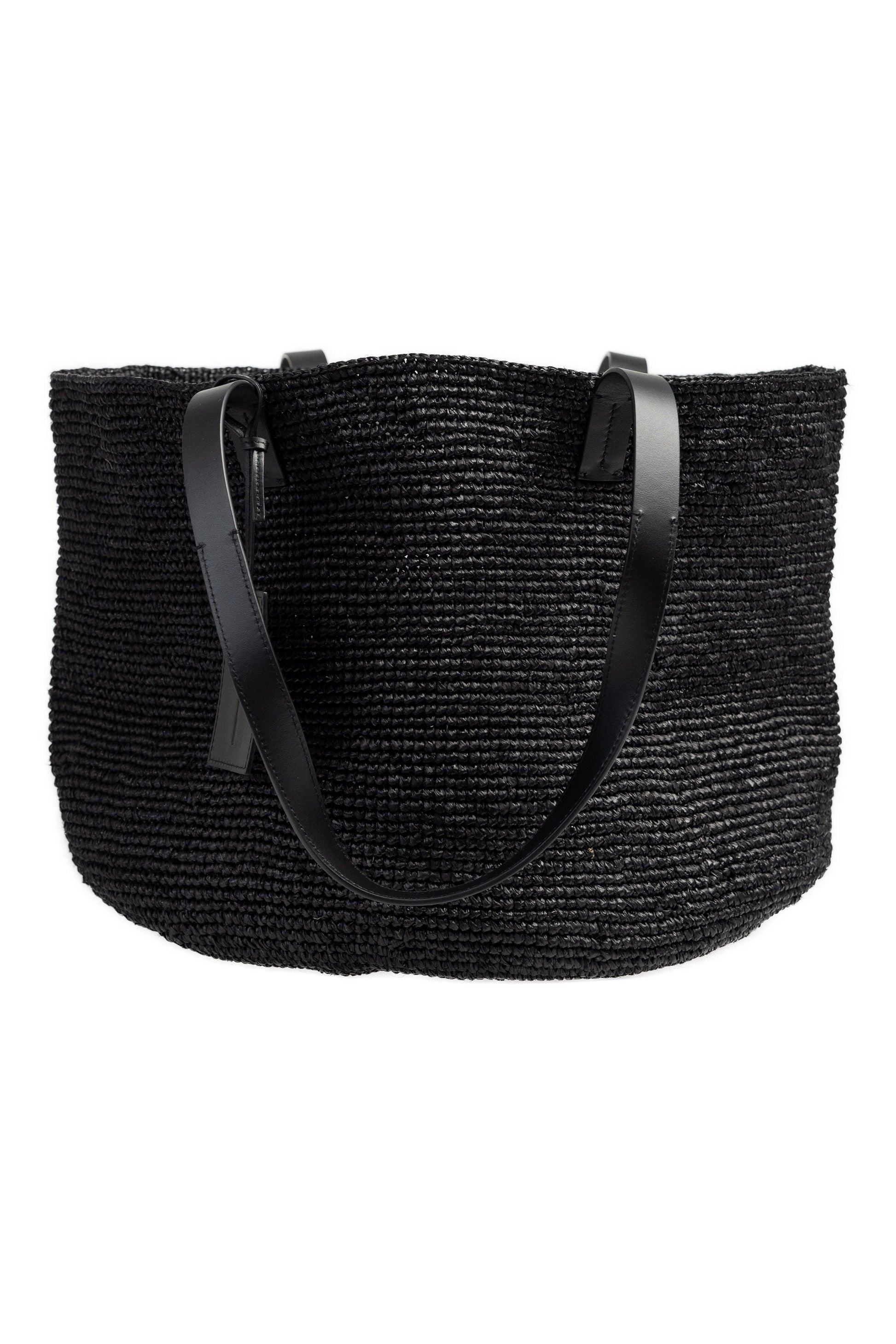MANEBÍ Basket Bag in Natural Black Raffia