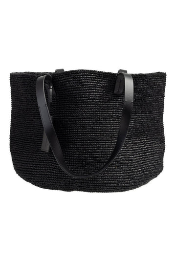 MANEBÍ Basket Bag in Natural Black Raffia