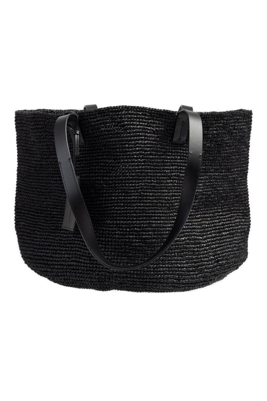 MANEBÍ Basket Bag in Natural Black Raffia