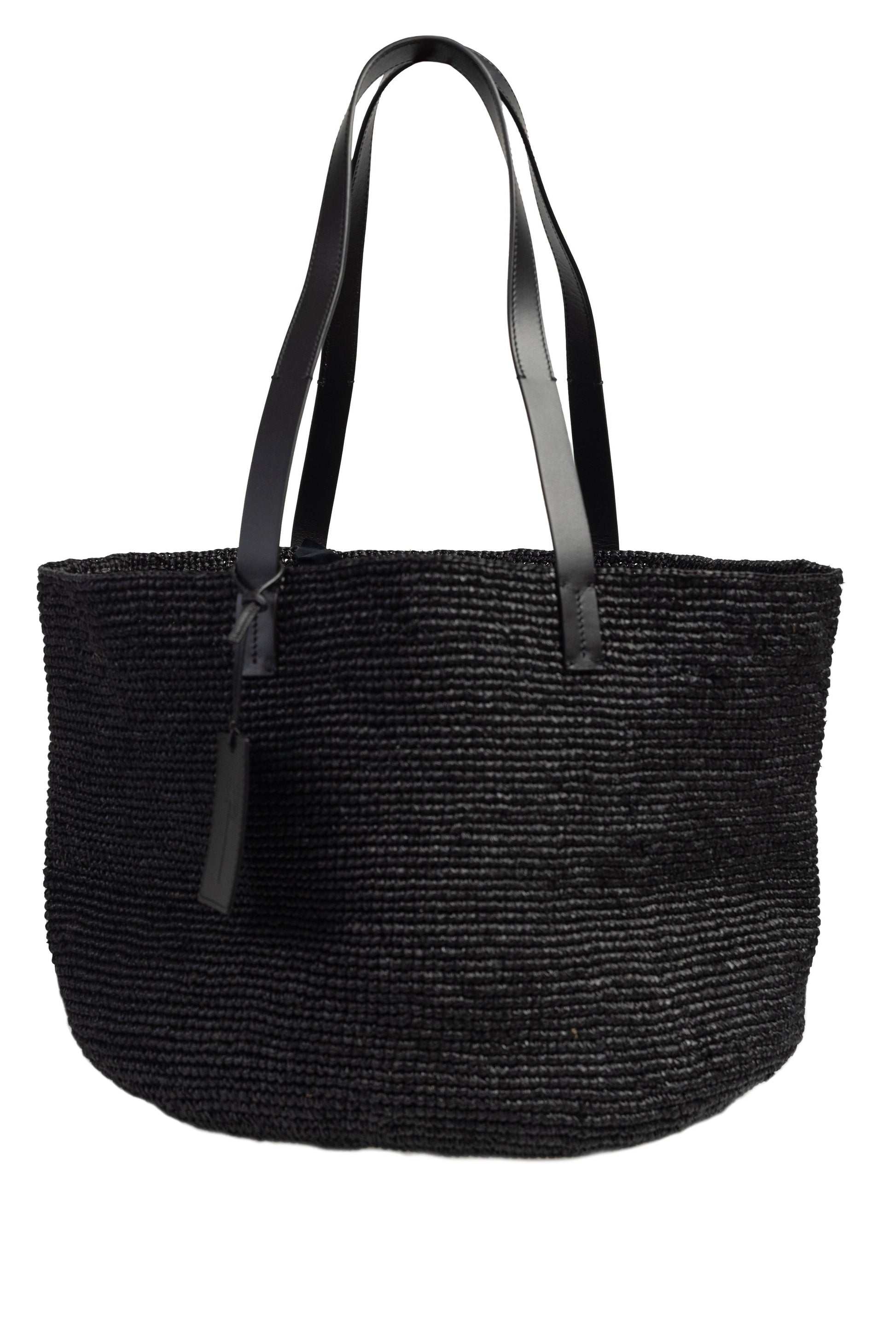 MANEBÍ Basket Bag in Natural Black Raffia