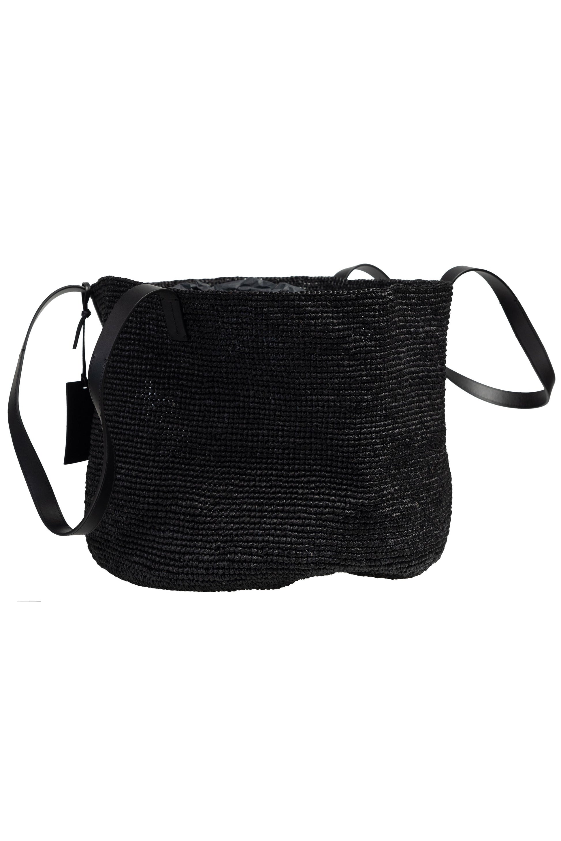 MANEBÍ Basket Bag in Natural Black Raffia