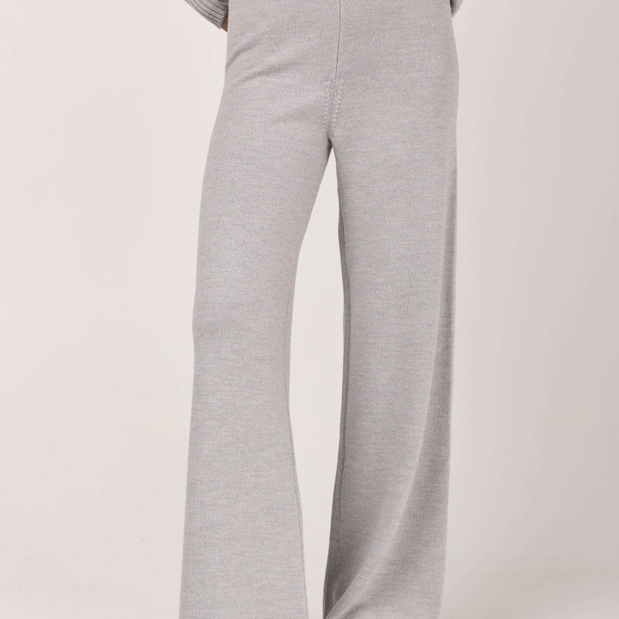 Hamburg Wool Knitted Trouser Pant in Light Grey