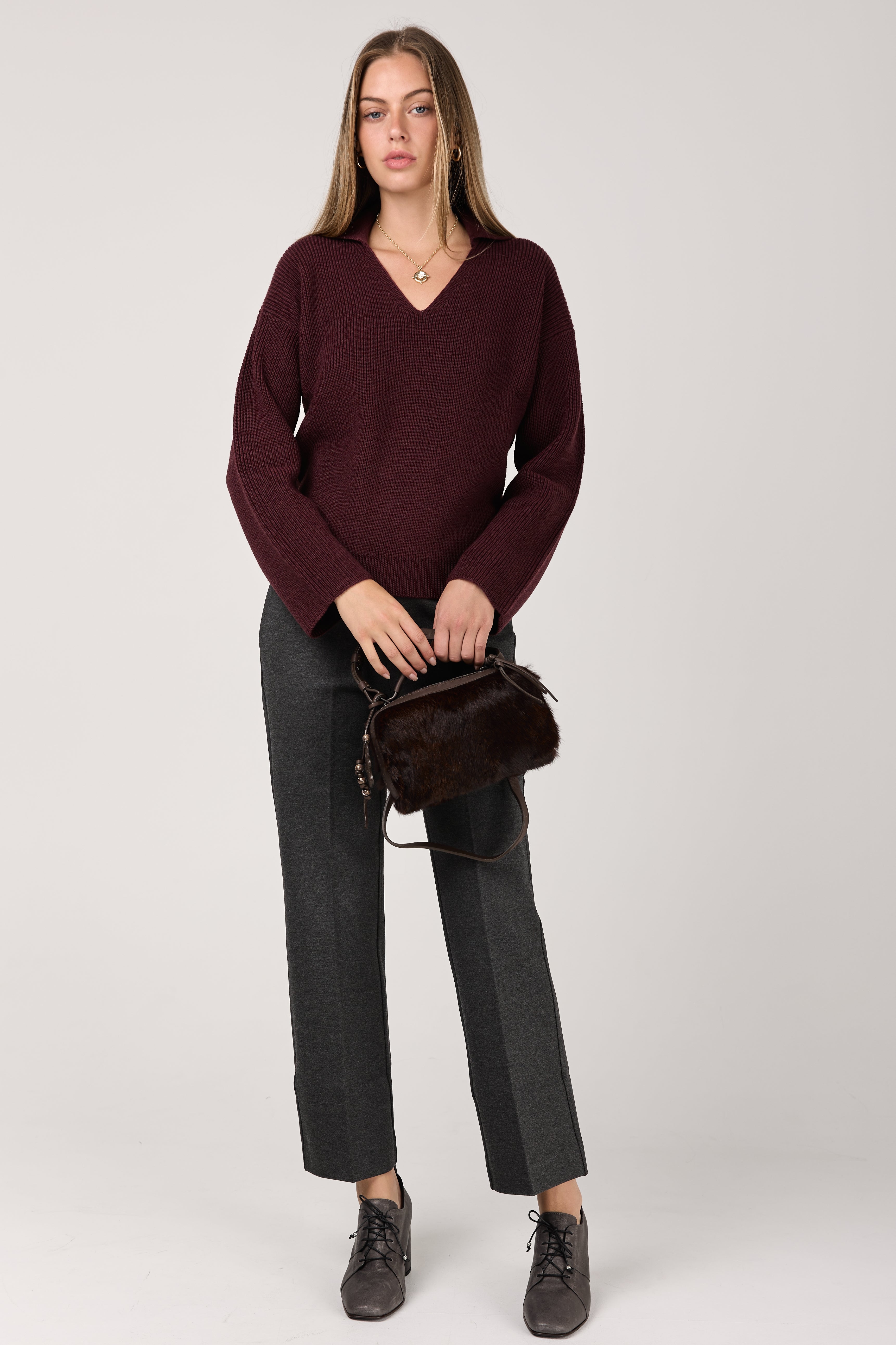 Acceso Wool Sweater in Bordeaux
