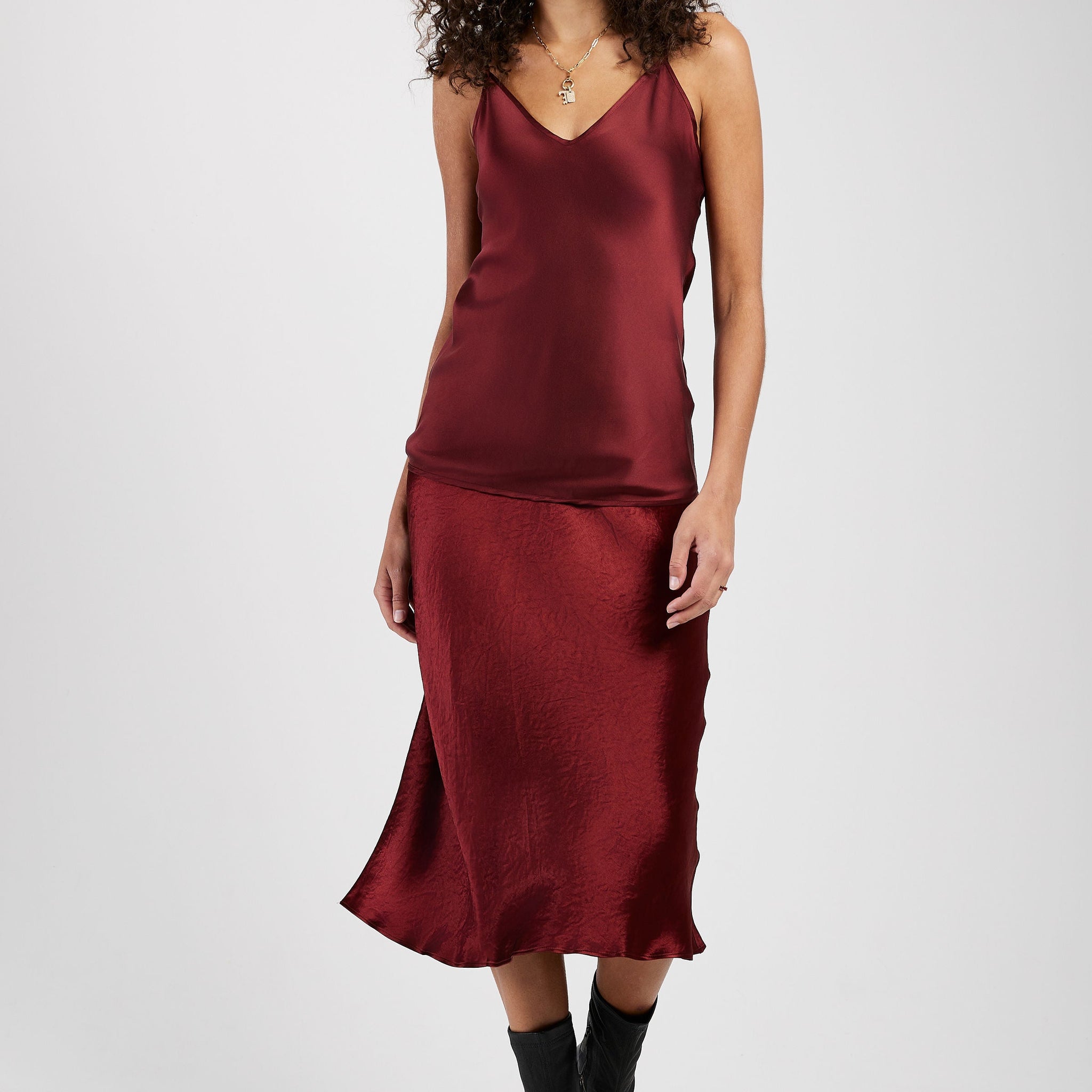 MAX MARA LEISURE Luca Silk Camisole Top in Brick Red