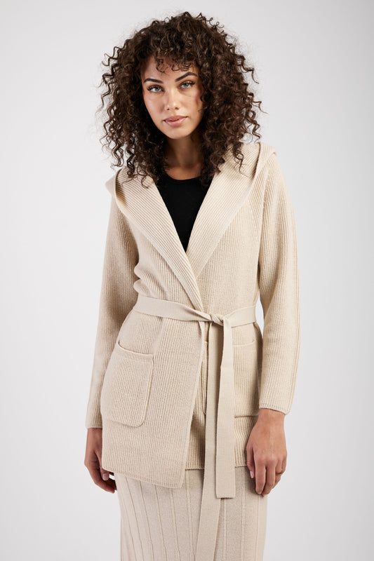 MAX MARA LEISURE Nava Knitted Coat Jacket in Beige