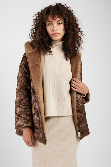 MAX MARA THE CUBE Spacefe Quilted Reversible Jacket in Gold