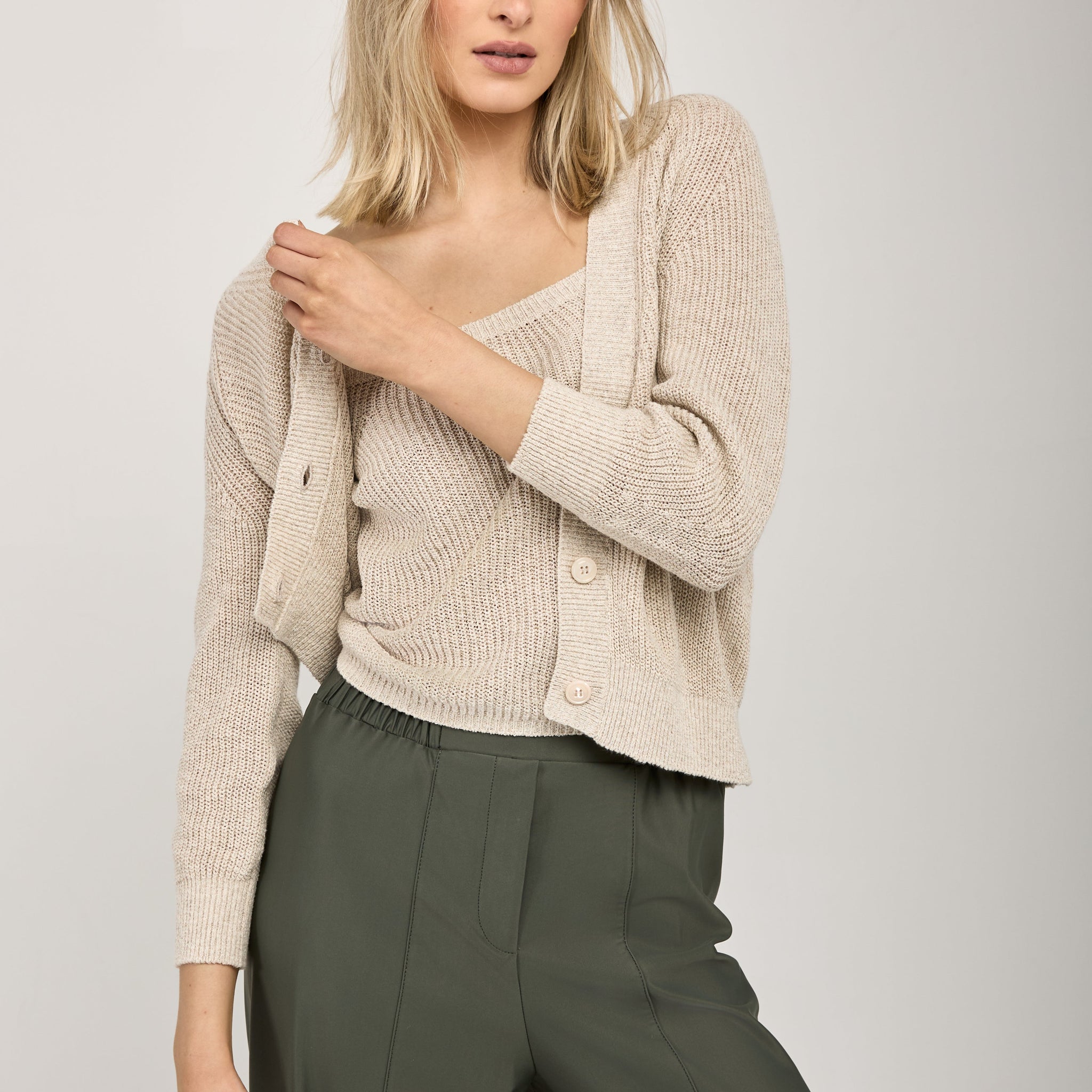 MAX MARA Tenore Knit Cardigan Twinset in Ecru