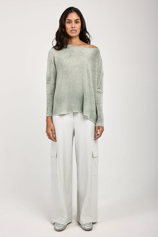 MAX MARA LEISURE Teseo Satin Jersey Cargo Pant in Stone
