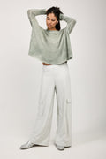 MAX MARA LEISURE Teseo Satin Jersey Cargo Pant in Stone