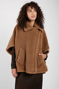 MAX MARA Tebe Teddy Cape Wrap Poncho in Camel