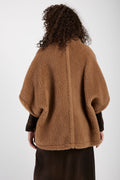 MAX MARA Tebe Teddy Cape Wrap Poncho in Camel