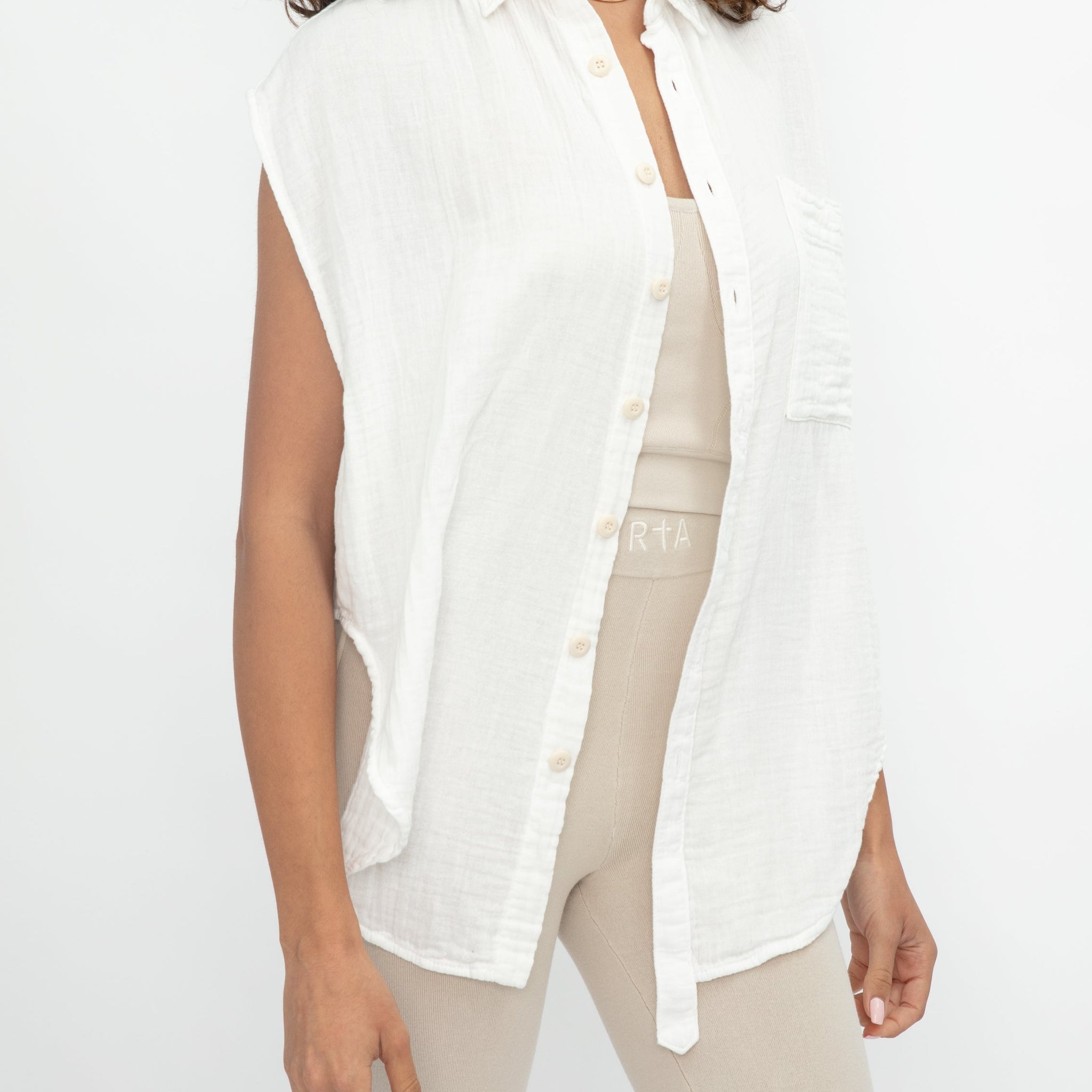 NSF Ruby Button Down Shirt in White