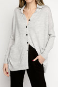 PAYCHI GUH Collared Cardigan in Pale Heather Grey