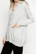 PAYCHI GUH Collared Cardigan in Pale Heather Grey