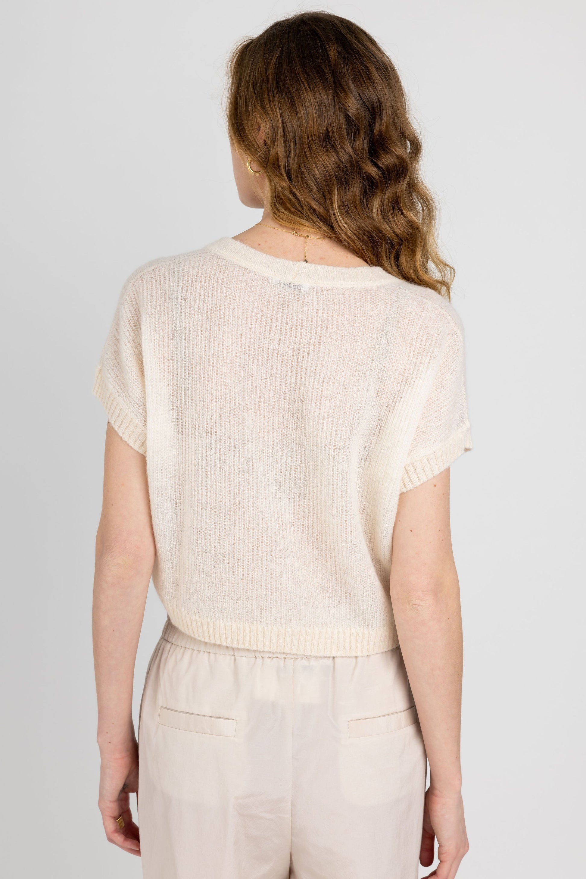 PESERICO Alpaca Knit Top in Ancient White