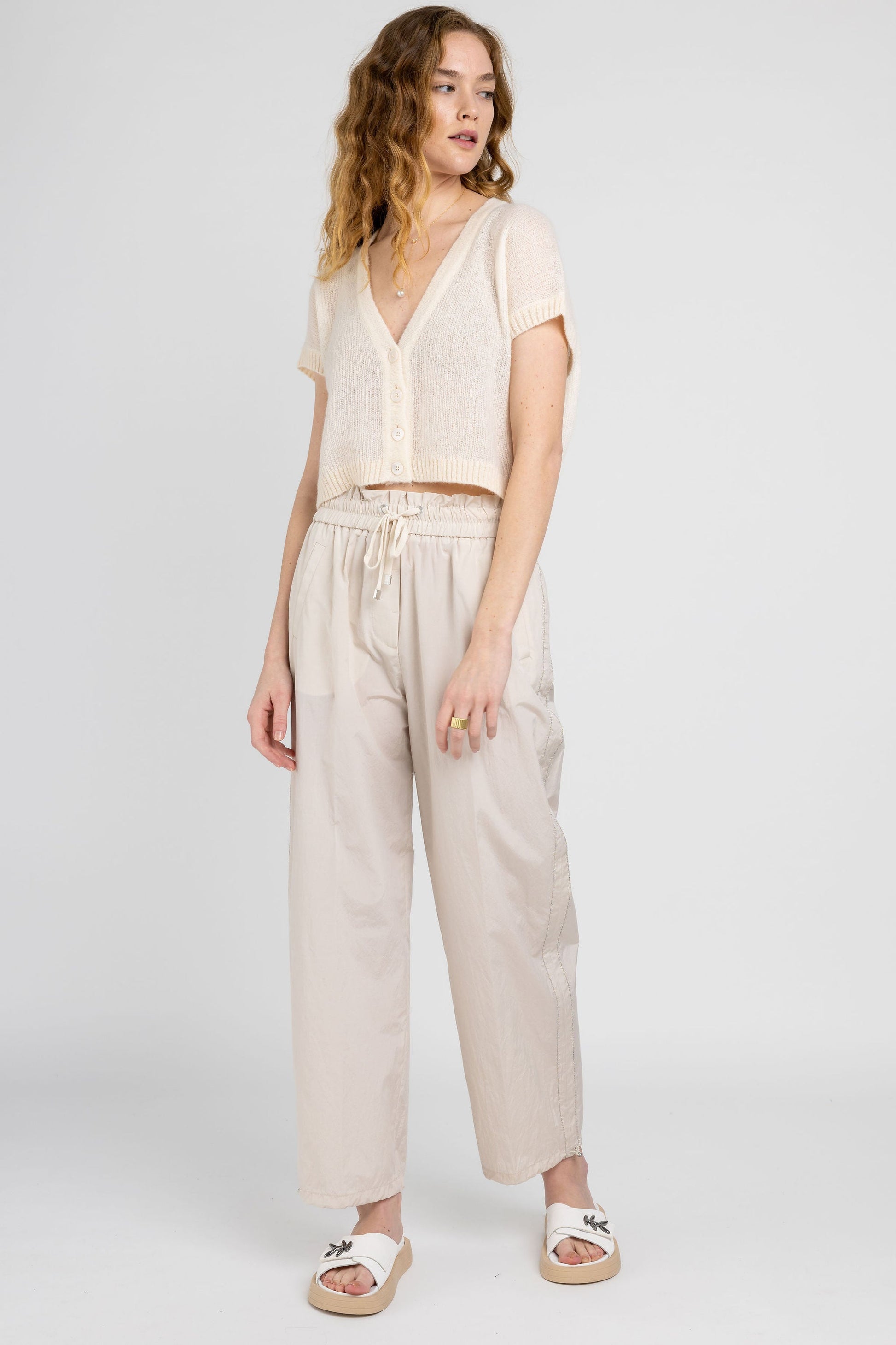PESERICO Alpaca Knit Top in Ancient White