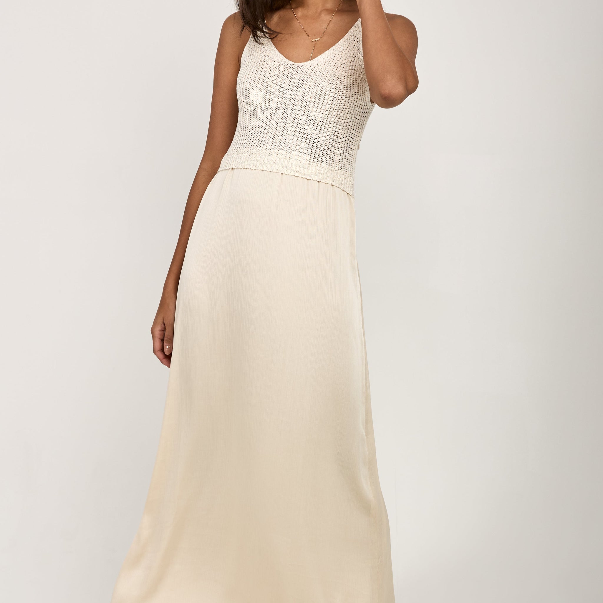 PESERICO Cotton Cordonnet Sequins Dress in Venitian Stucco