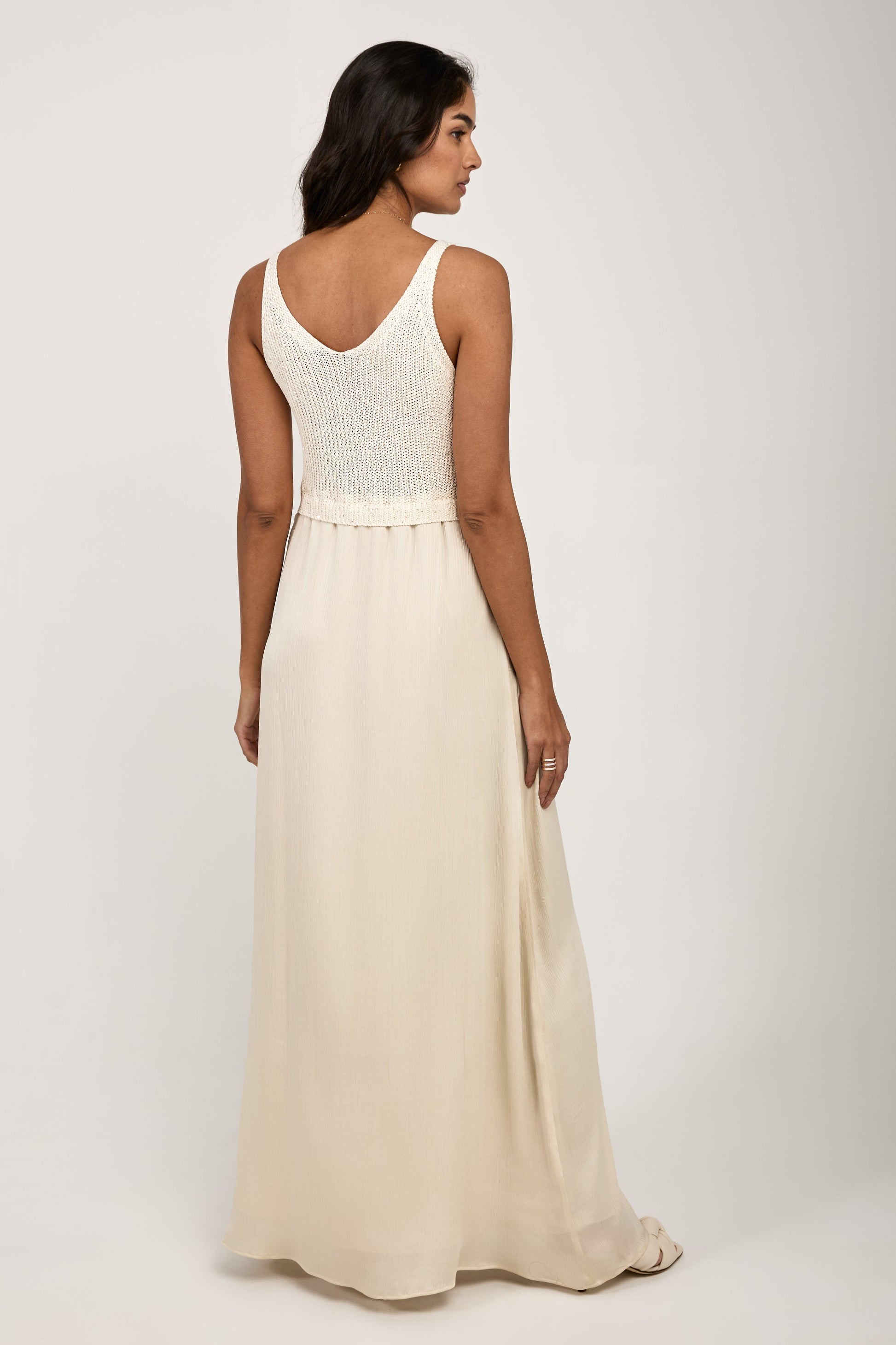 PESERICO Cotton Cordonnet Sequins Dress in Venitian Stucco