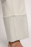 PESERICO Cotton Pant with Lurex Cuffs in Parchment