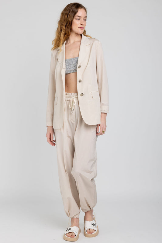 PESERICO Cotton Poplin Blazer in Sesame Beige