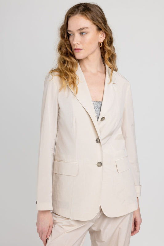 PESERICO Cotton Poplin Blazer in Sesame Beige