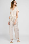 PESERICO Cotton Poplin Pant in Sesame Beige