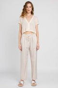 PESERICO Cotton Poplin Pant in Sesame Beige