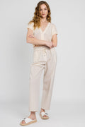 PESERICO Cotton Poplin Pant in Sesame Beige