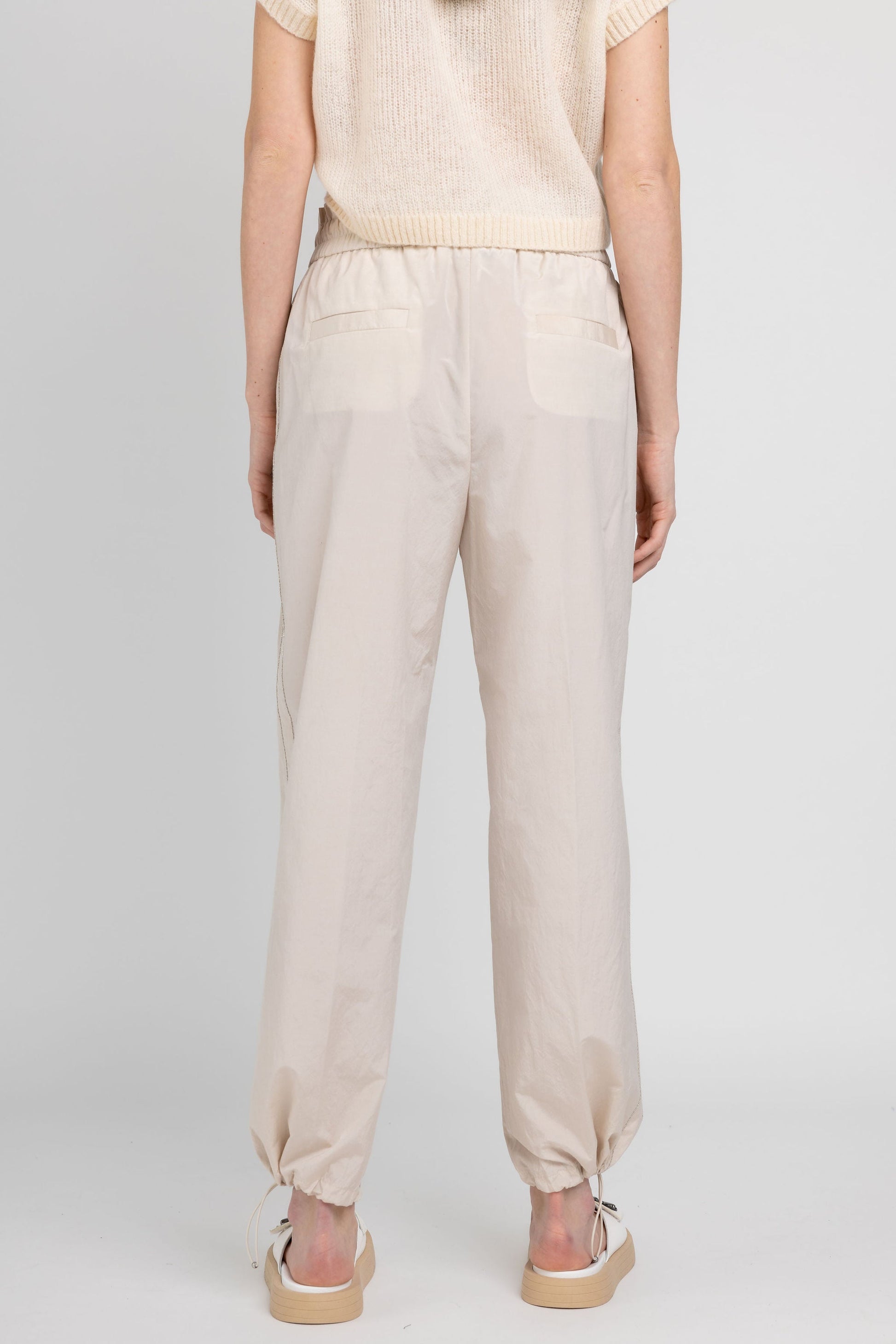 PESERICO Cotton Poplin Pant in Sesame Beige