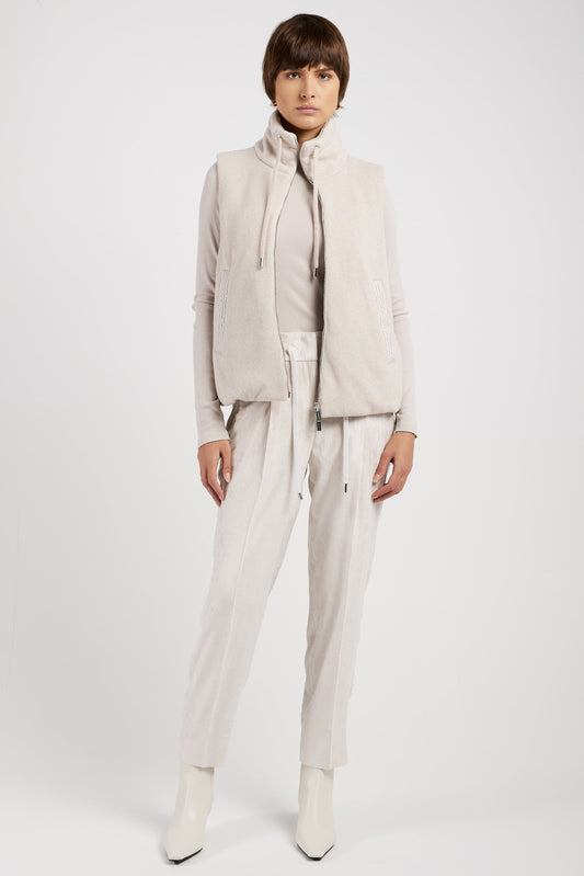 PESERICO Drawstring Corduroy Tricot Pant in Marble Dust