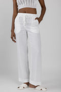 PESERICO Drawstring Linen Pant in Optical White