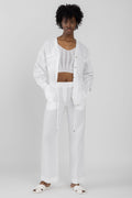 PESERICO Drawstring Linen Pant in Optical White