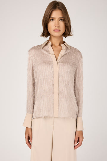 Fil Coupé Jacquard Shirt in Amber Beige