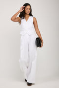 PESERICO Linen Gabardine Vest in Pure White