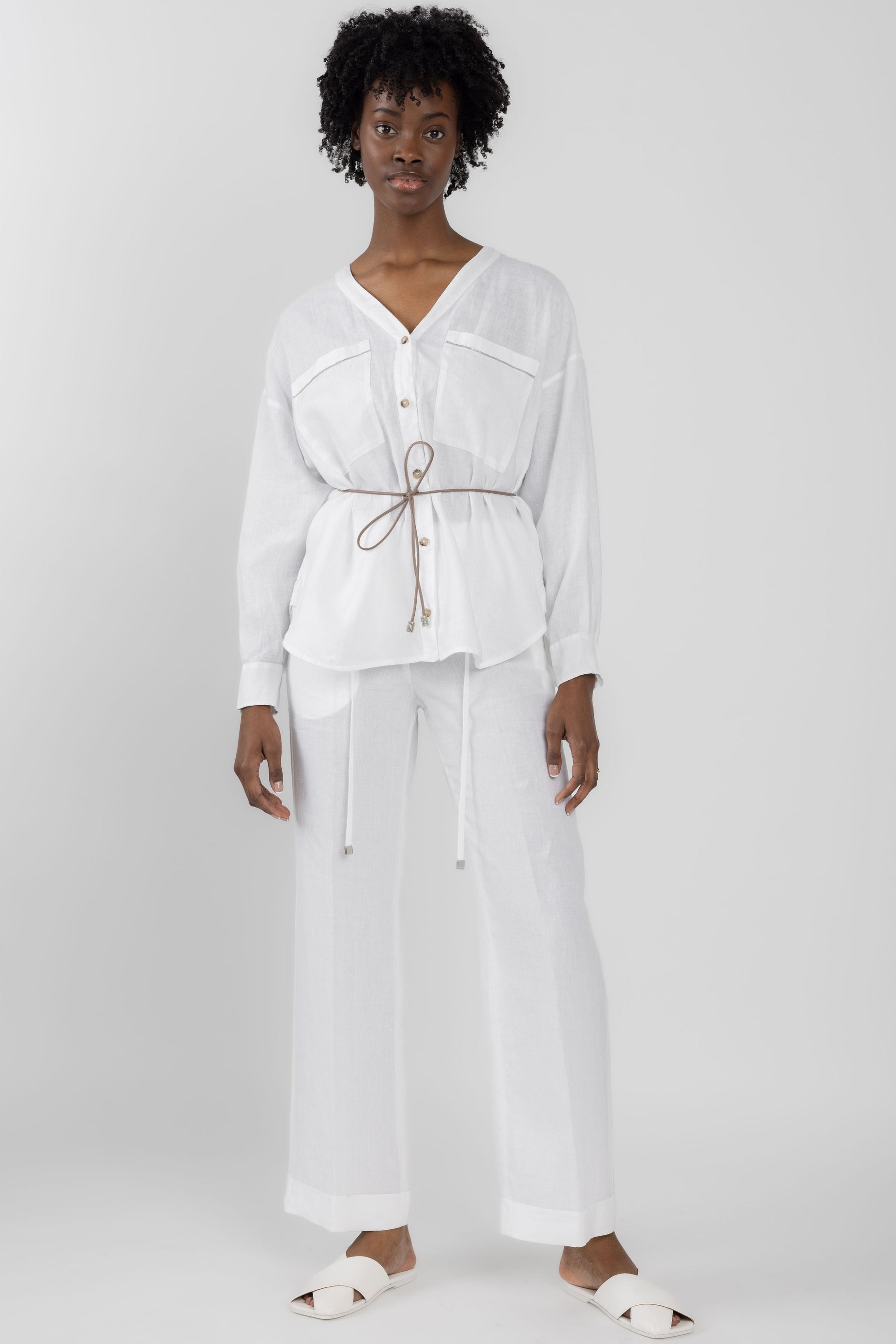 PESERICO Linen Shirt in Optical White