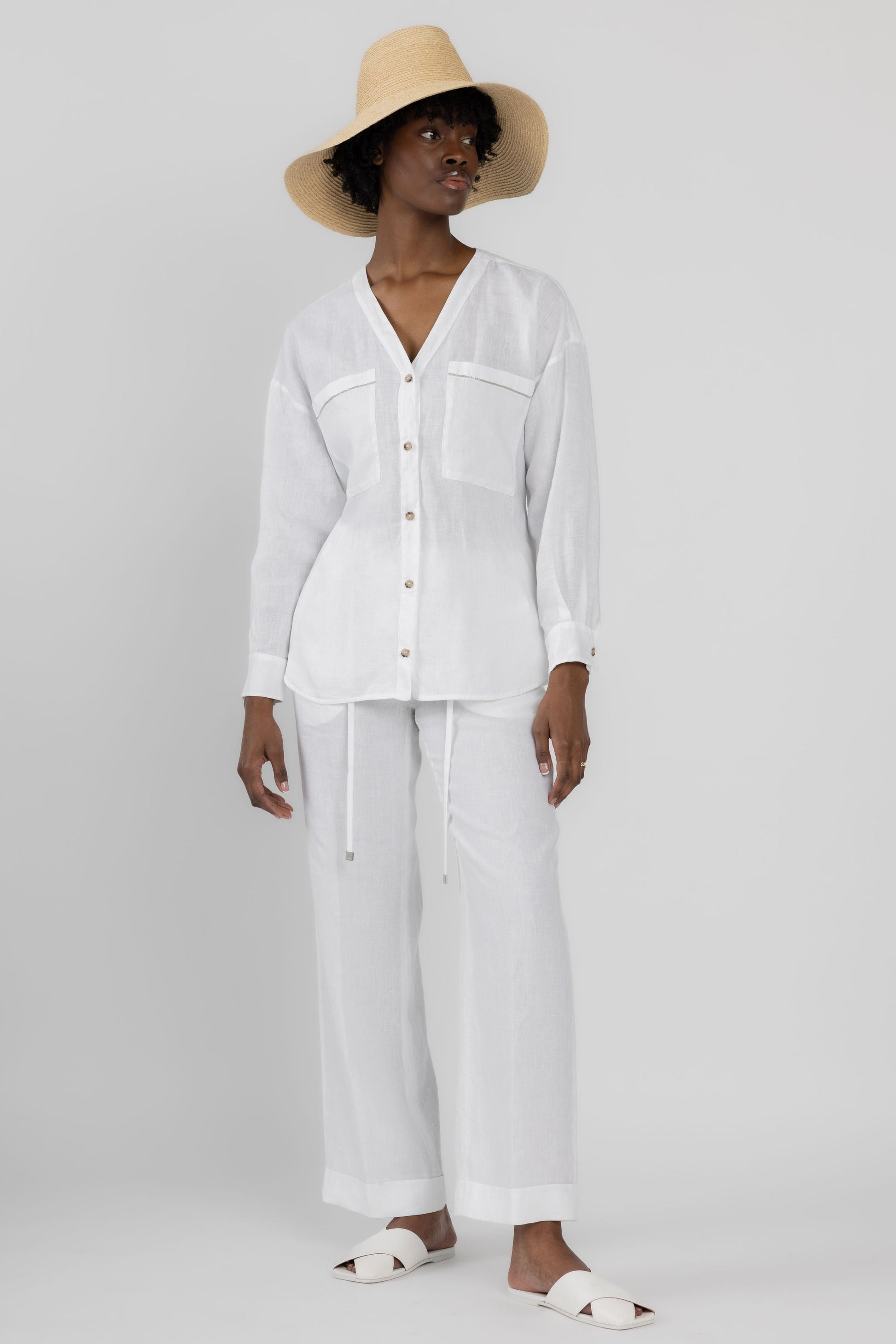 PESERICO Linen Shirt in Optical White