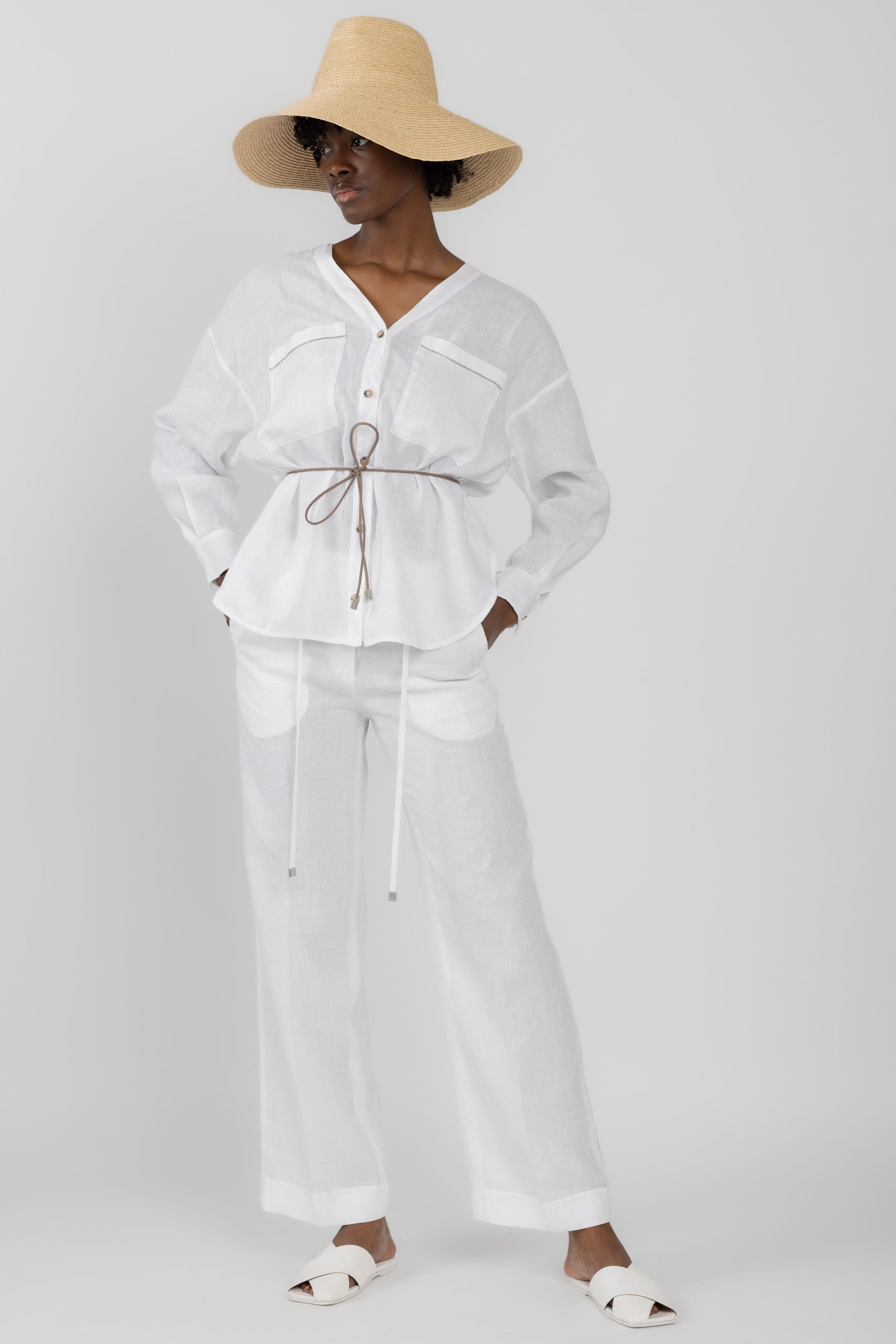 PESERICO Linen Shirt in Optical White