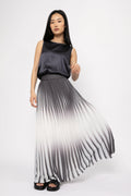 PESERICO Maxi Plissé Skirt in White and Shadow Blue
