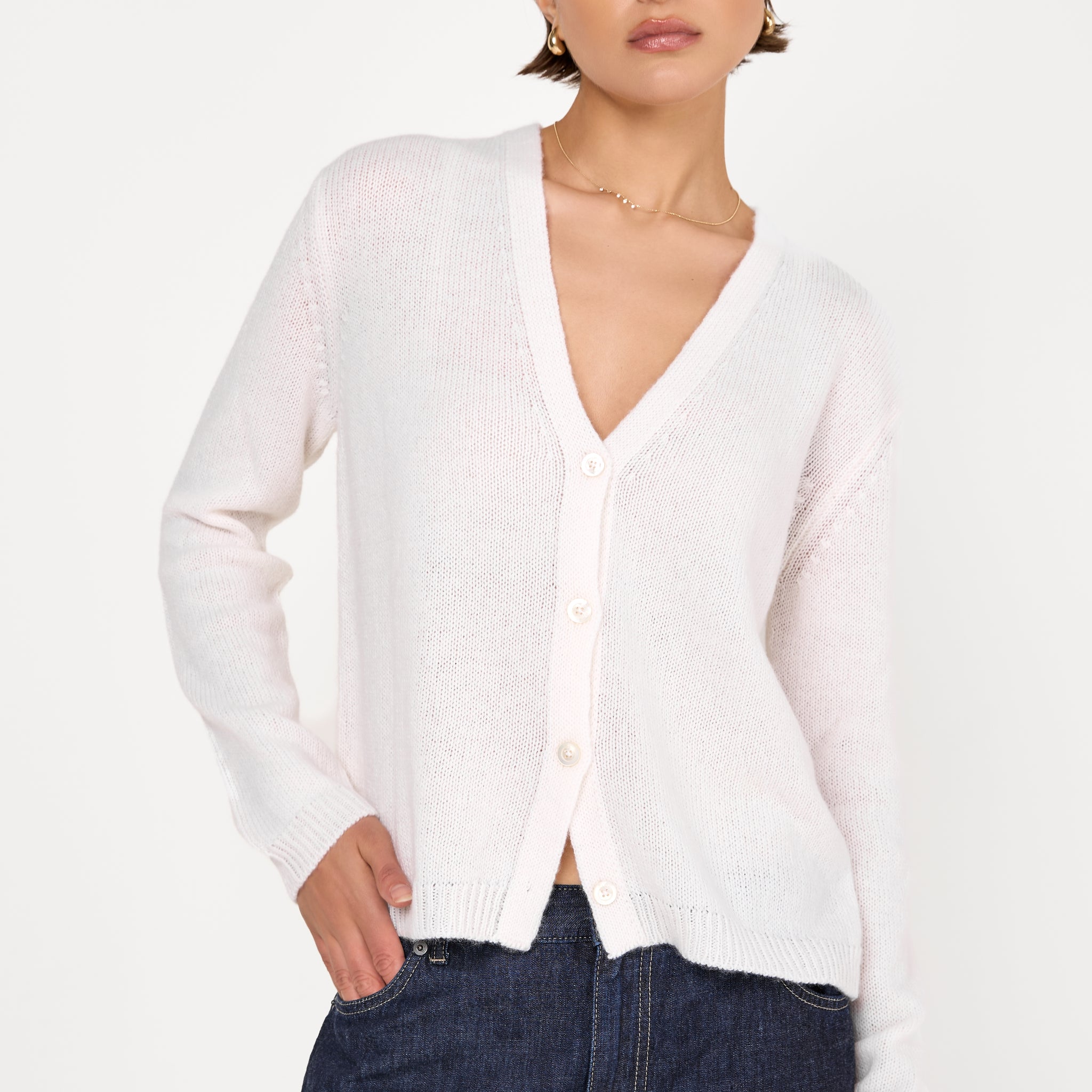 All Year Cashmere Cardigan in White