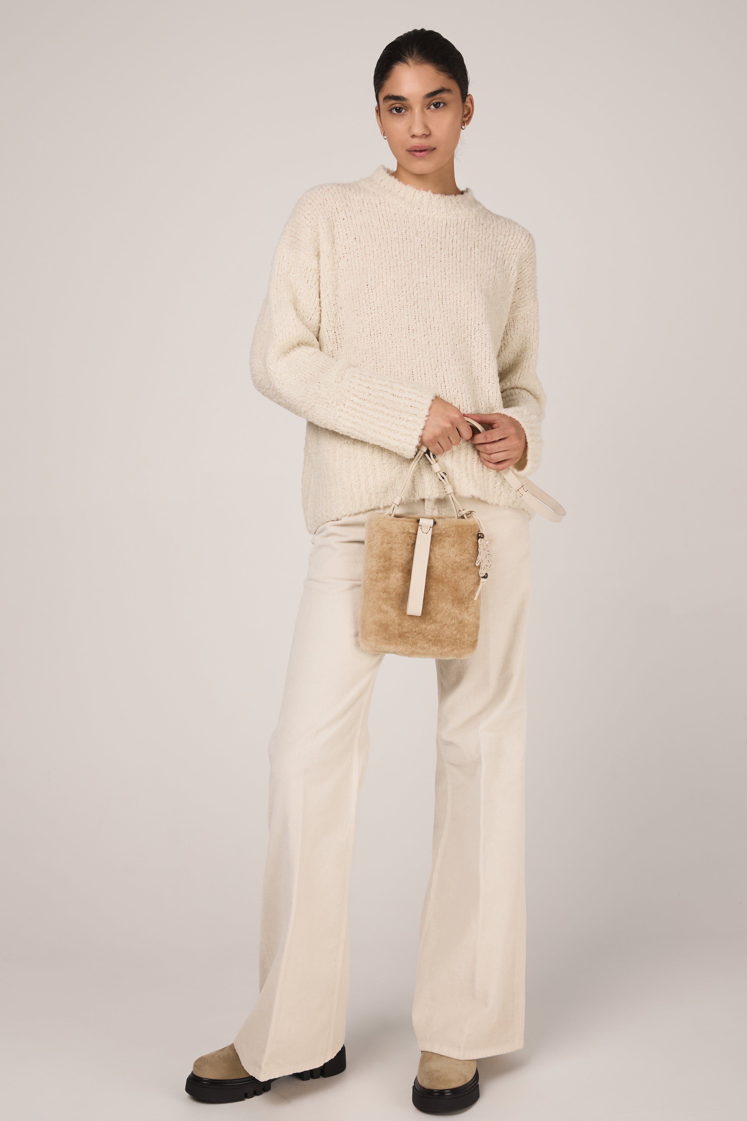 Cashmere Baby Alpaca Silk Pullover in White