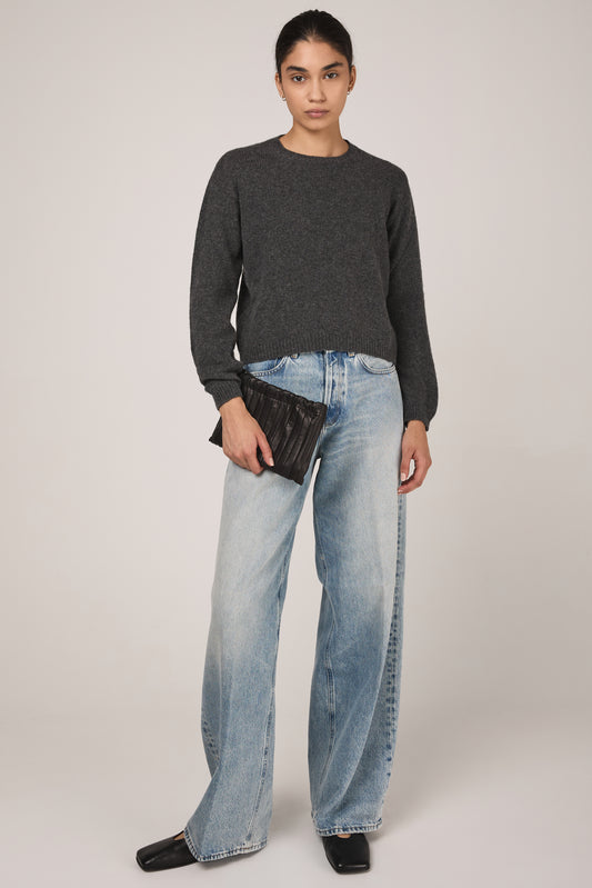PRIVATE 0204 Cashmere Cropped Pullover Sweater in Antra