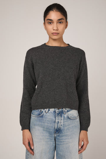 Cashmere Cropped Pullover Sweater in Antra