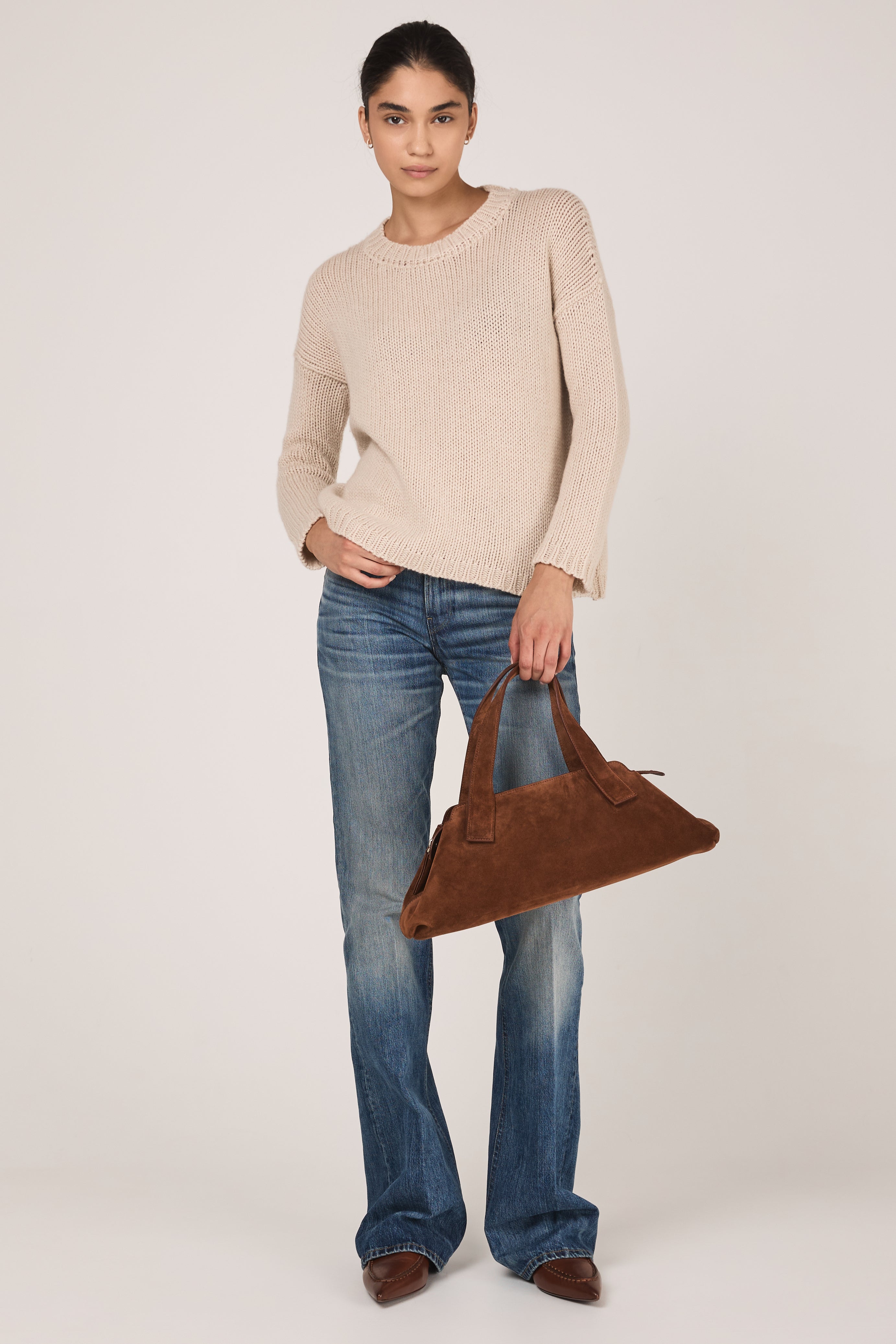 Cashmere Volume Pullover in Latte