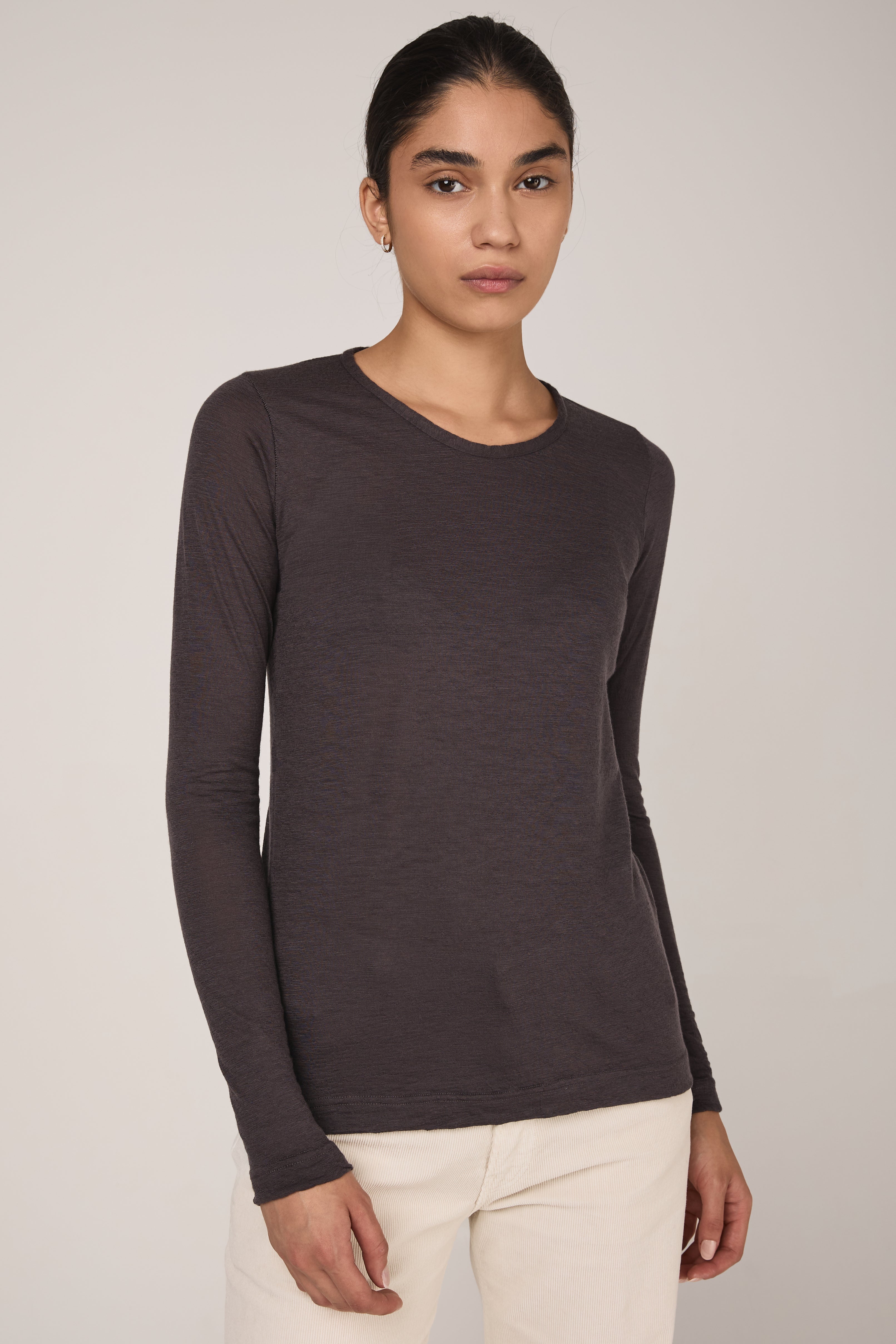 Fine Cool Cashmere Long Sleeve Top in Koff