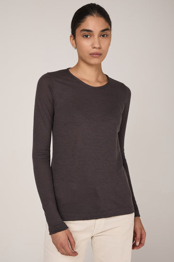 Fine Cool Cashmere Long Sleeve Top in Koff